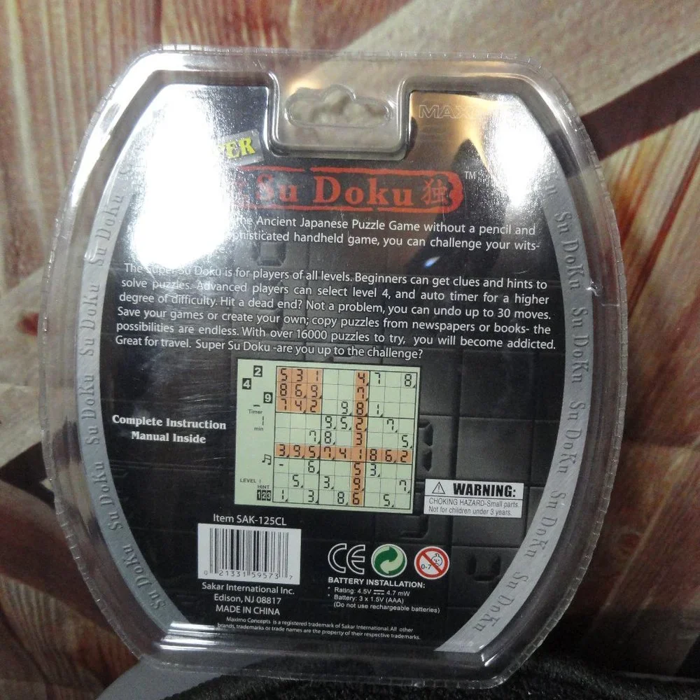 Su Doku Hand Held Portable game~w batteries~new~over 1600 puzzles.